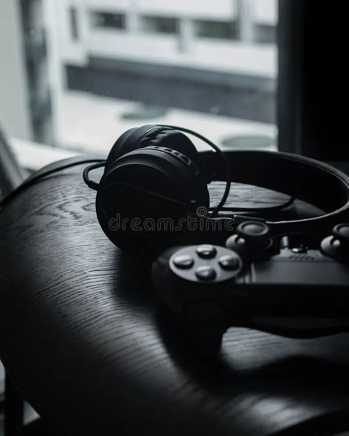 black-aesthetic-wired-headphones-playstation-controller-connected-to-sitting-wooden-chair-dark-moody-196043933.webp
